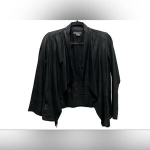 Vince Goat Leather Draped Open Moto Jacket Blazer Black Small